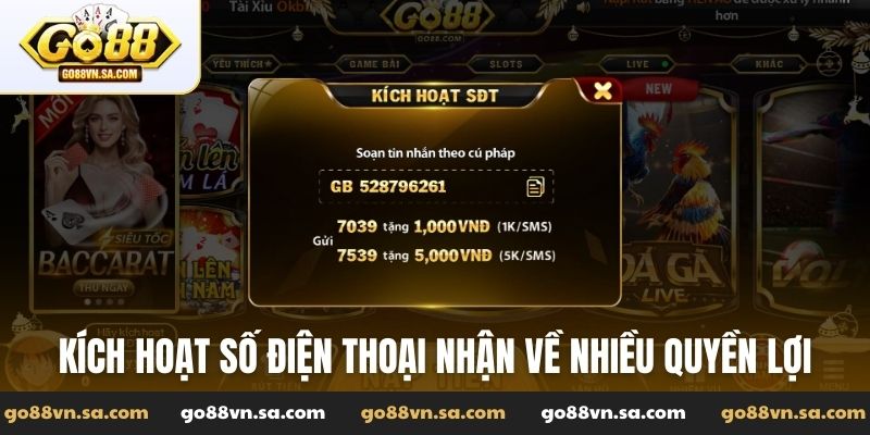 Người chơi kích hoạt số điện thoại nhận về nhiều quyền lợi